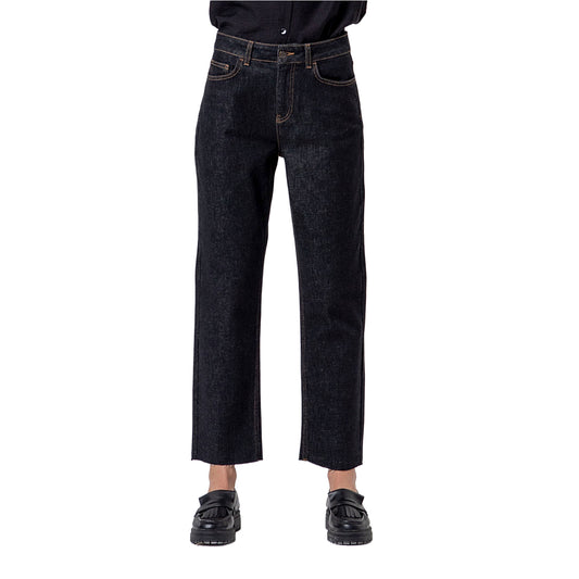SURKANA Jeans Dritti con Orlo Sfilacciato Neri-SURKANA-VIALESCARPE