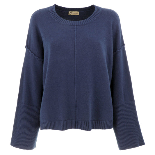 KARAKORUM Maglia Jacqueline blu con collo staccabile