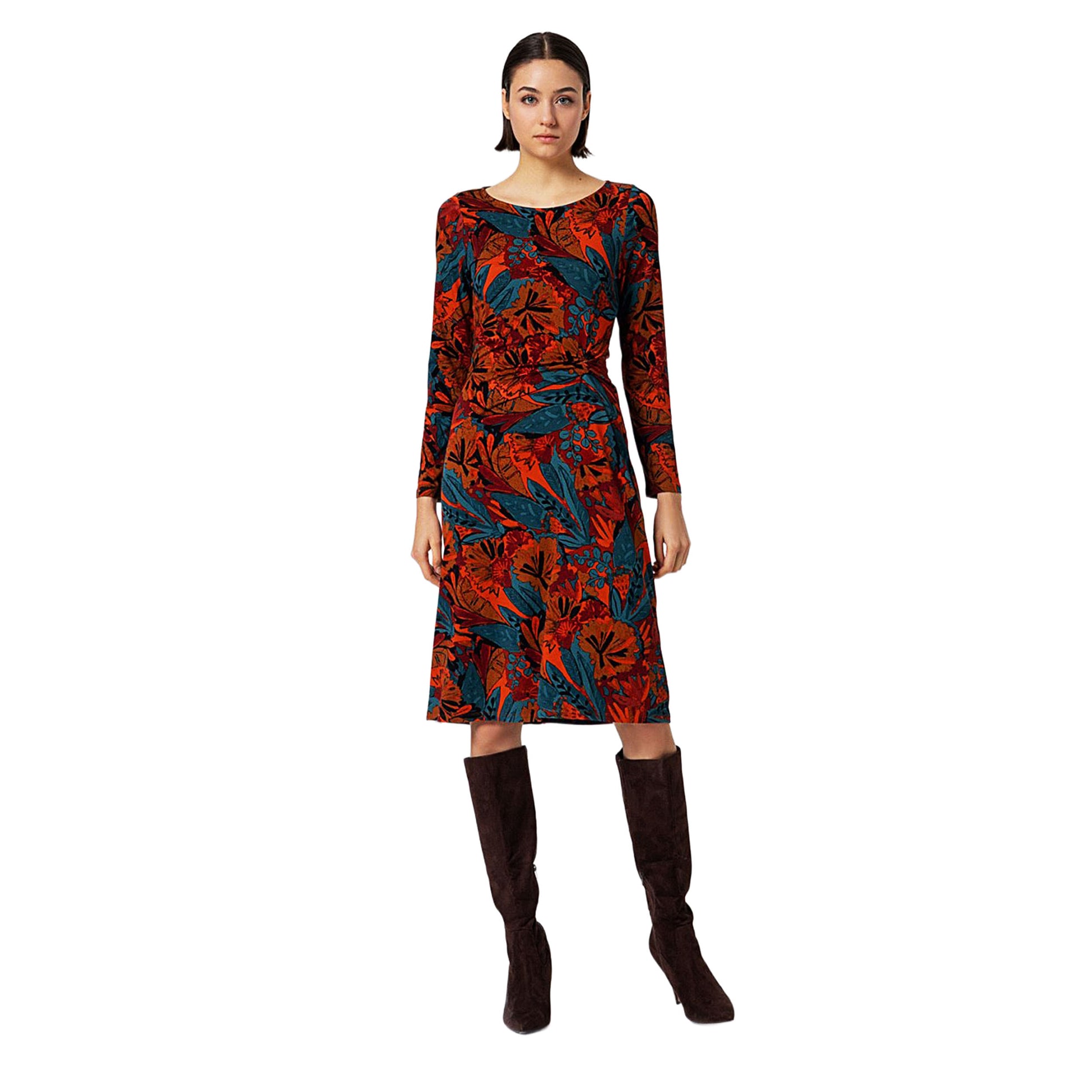 SURKANA - Vestito midi con arricciatura in vita Mattone-SURKANA-VIALESCARPE