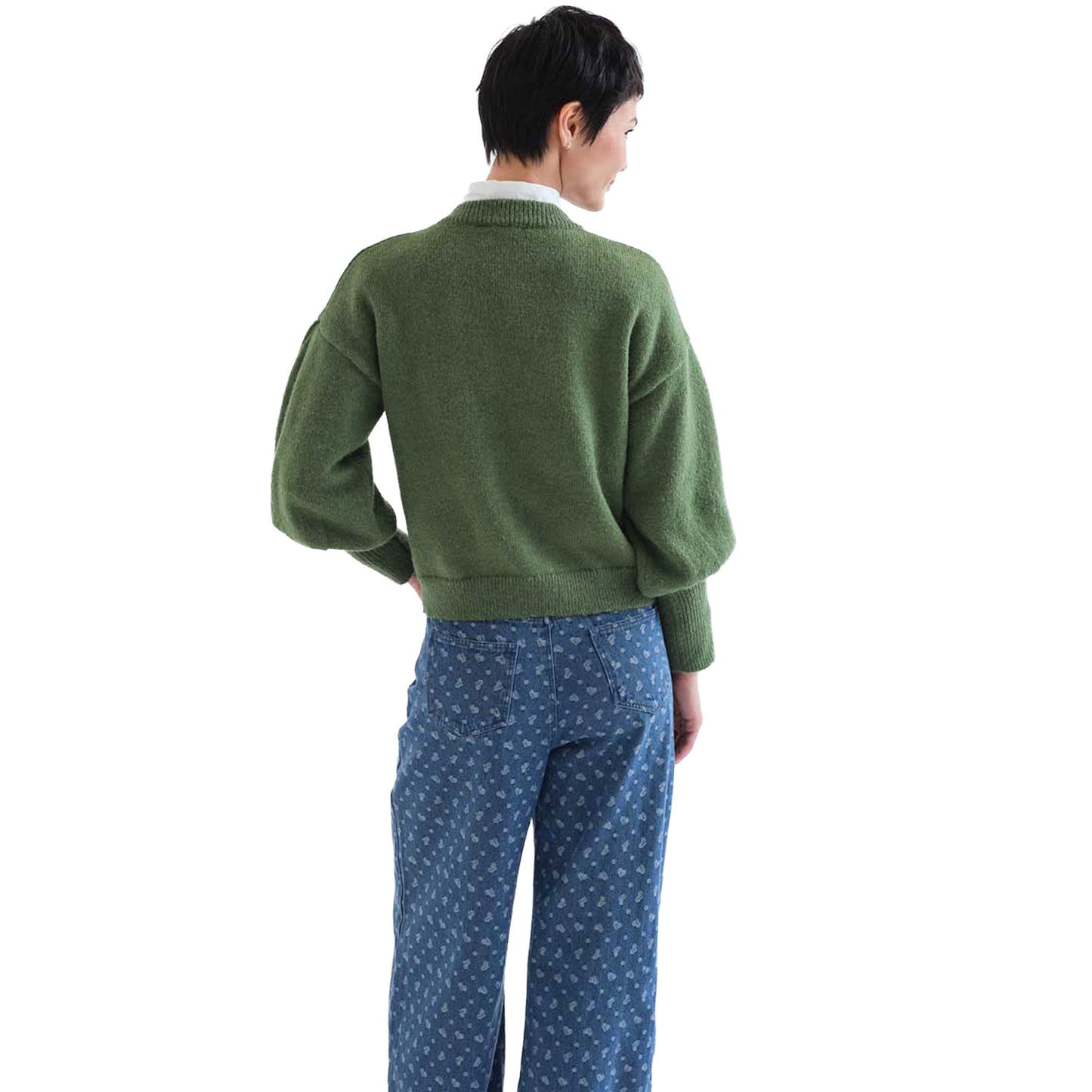 COMPAÑÍA FANTÁSTICA Maglione verde con maniche a sbuffo