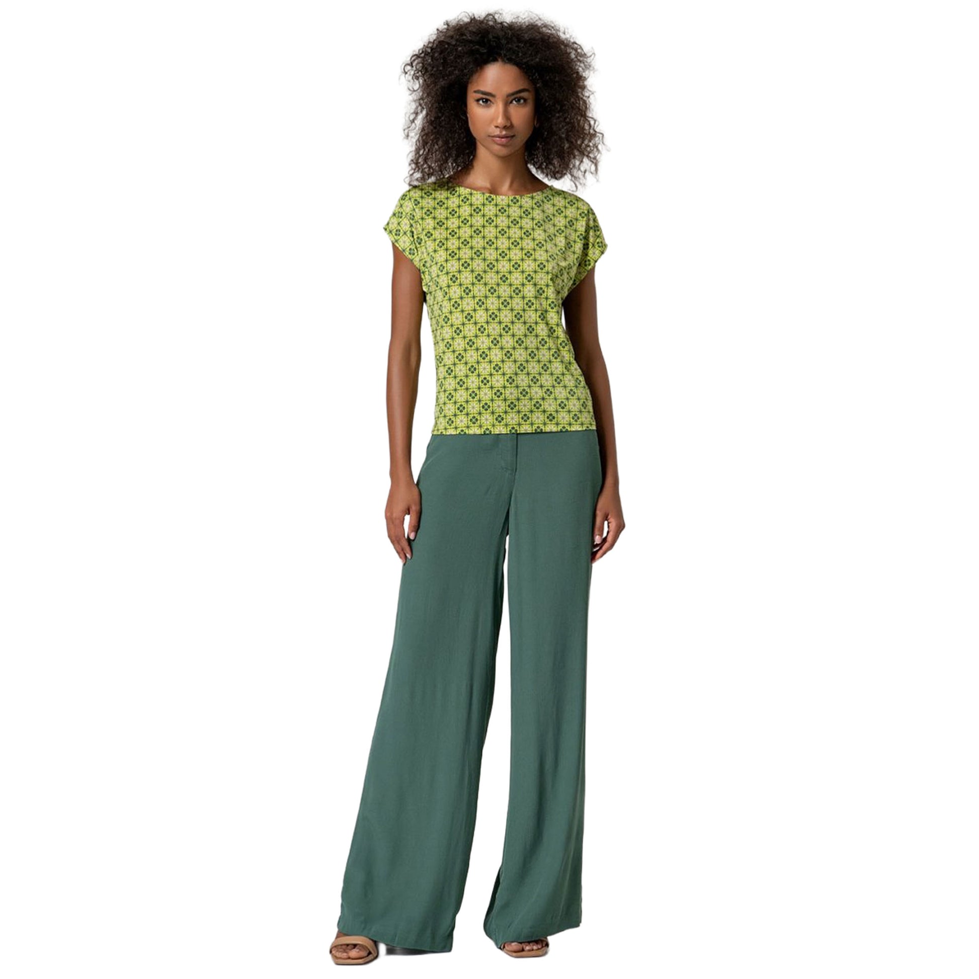 SURKANA T-shirt Smanicata Scollo a Barchetta Verde Acido-SURKANA-VIALESCARPE