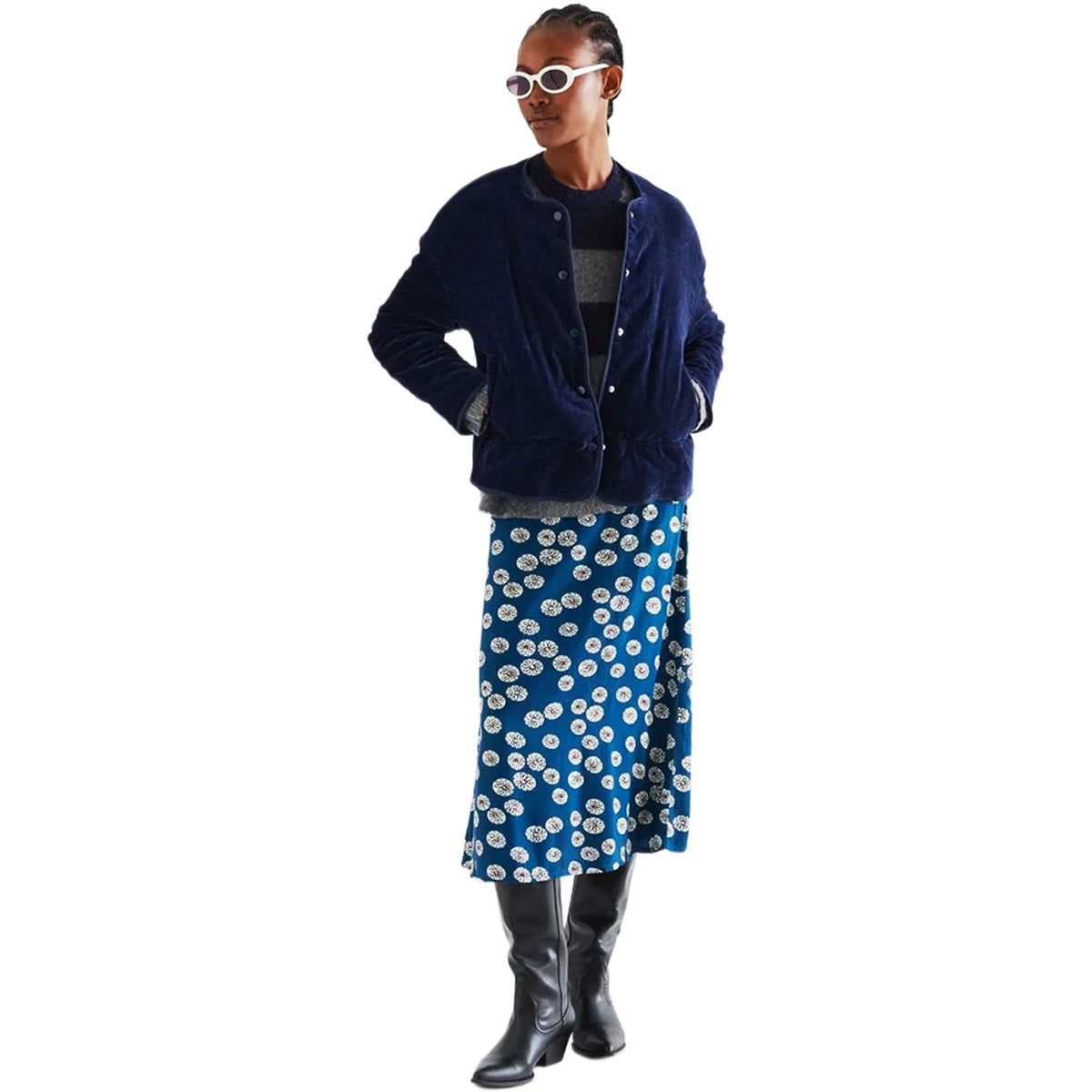 COMPAÑÍA FANTÁSTICA Maglione a righe blu navy e grigio in misto lana