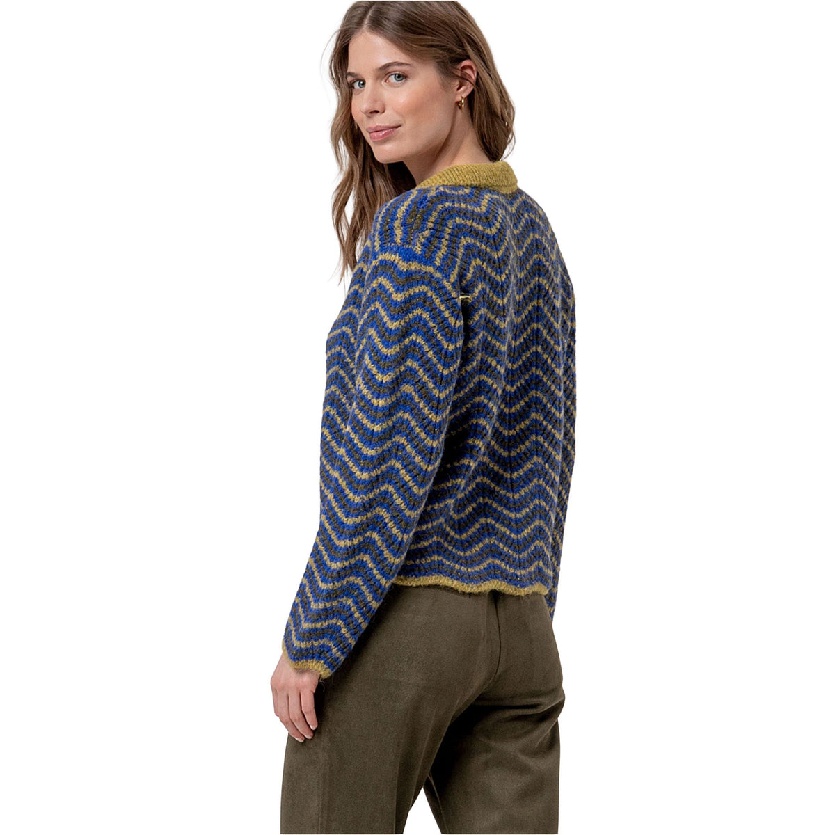 SURKANA Maglione con collo polo testurizzato Bluette e Multi