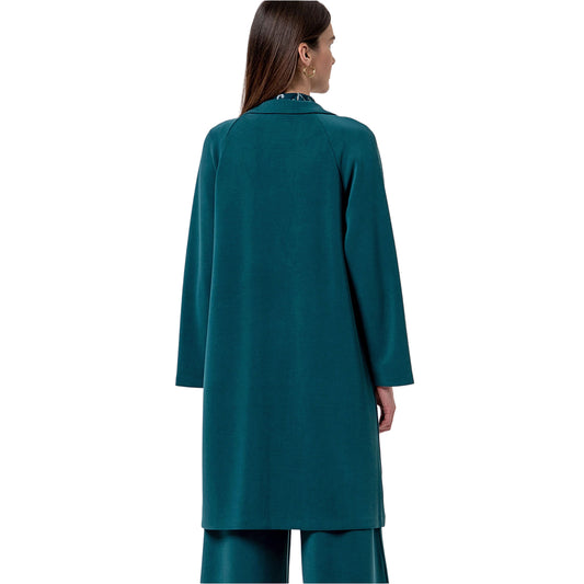 SURKANA Redingote Lunga in Maglia con Revers Verde Bottiglia