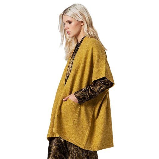 SURKANA - Poncho aperto in maglia con tasche-SURKANA-VIALESCARPE