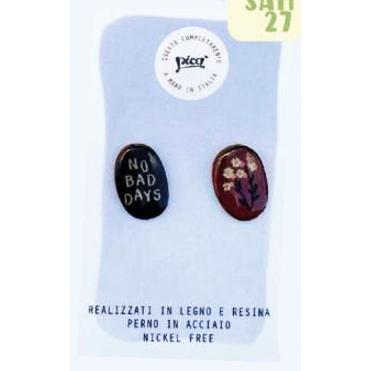 Picà - Orecchini in legno e resina ovali