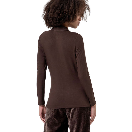 SURKANA Camicia Aderente in Bambù Cioccolato