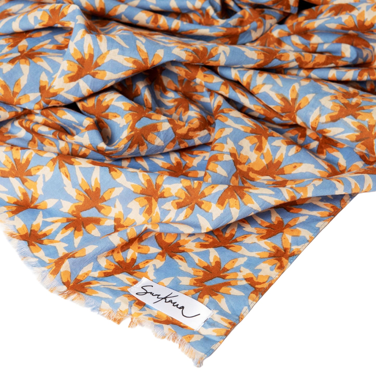SURKANA Foulard rettangolare stampato con frange corte Polvere