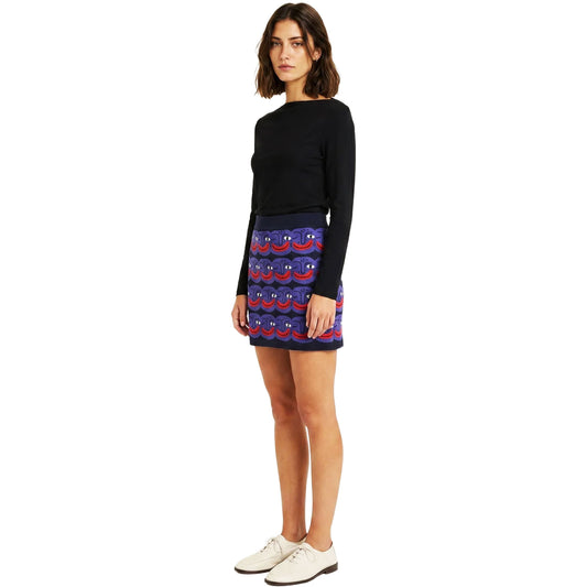 PEPALOVES Gonna Mini in Maglia Faces Multicolor