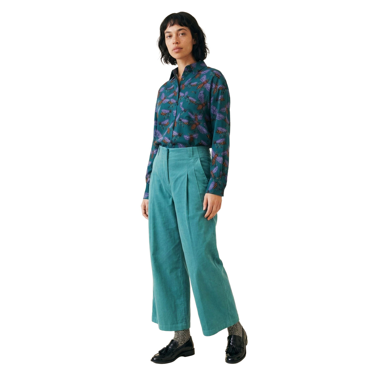 PEPALOVES Pantalone di velluto a coste fine verde