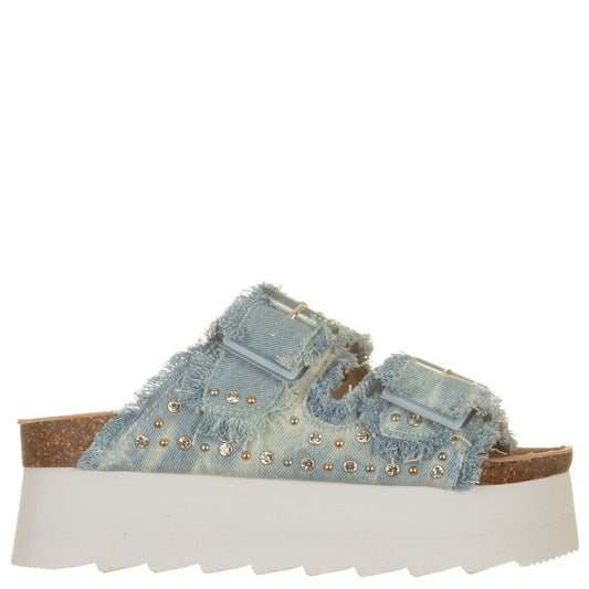 Platform denim con strass