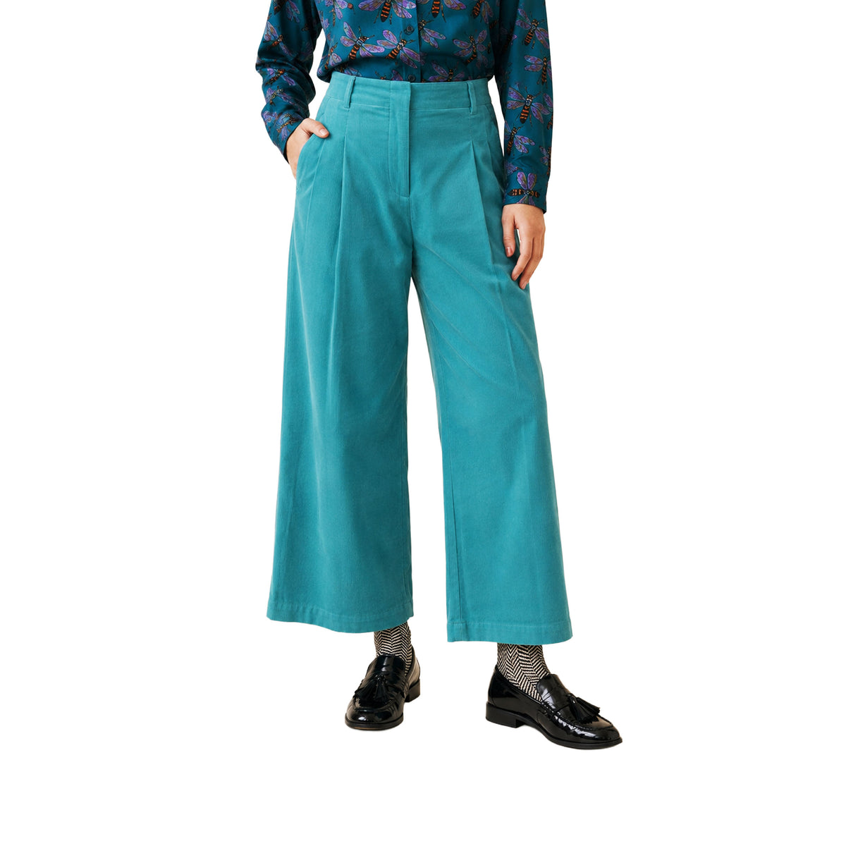 PEPALOVES Pantalone di velluto a coste fine verde