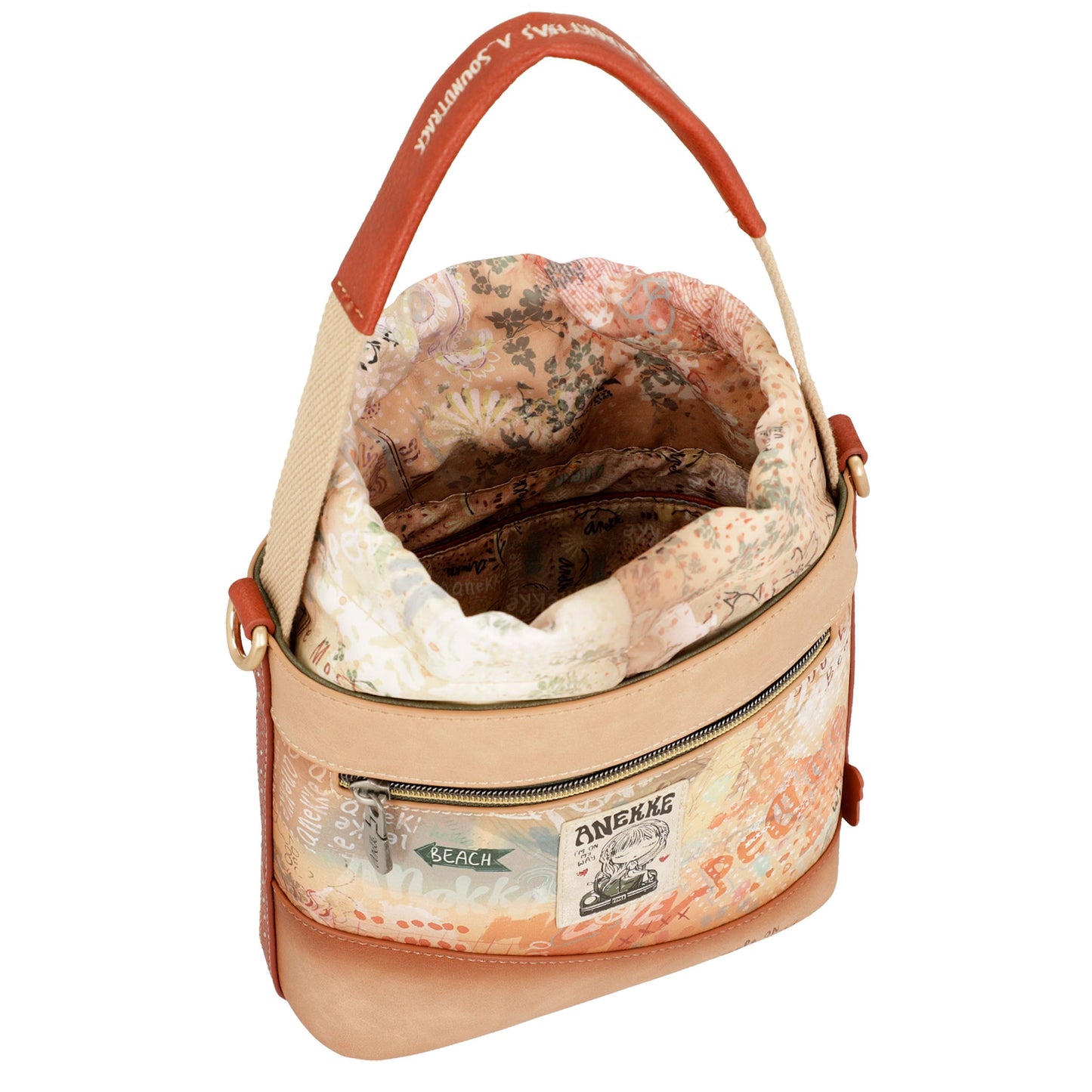 Borsa a tracolla con chiusura a corda - PEACE & LOVE Flower