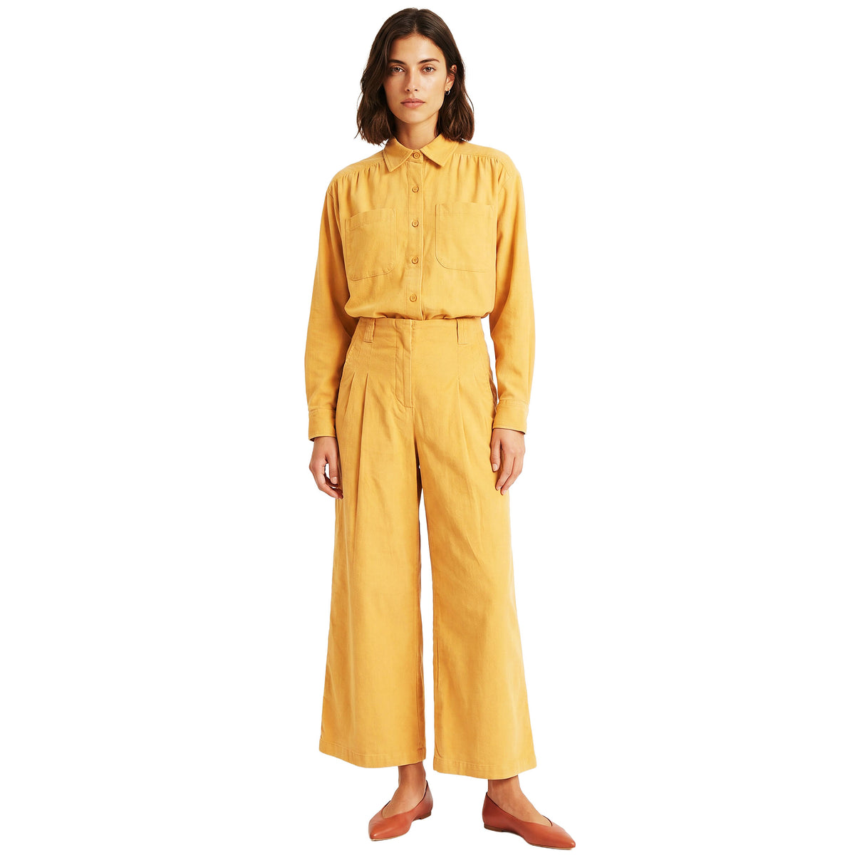 PEPALOVES Pantalone di velluto a coste fine giallo