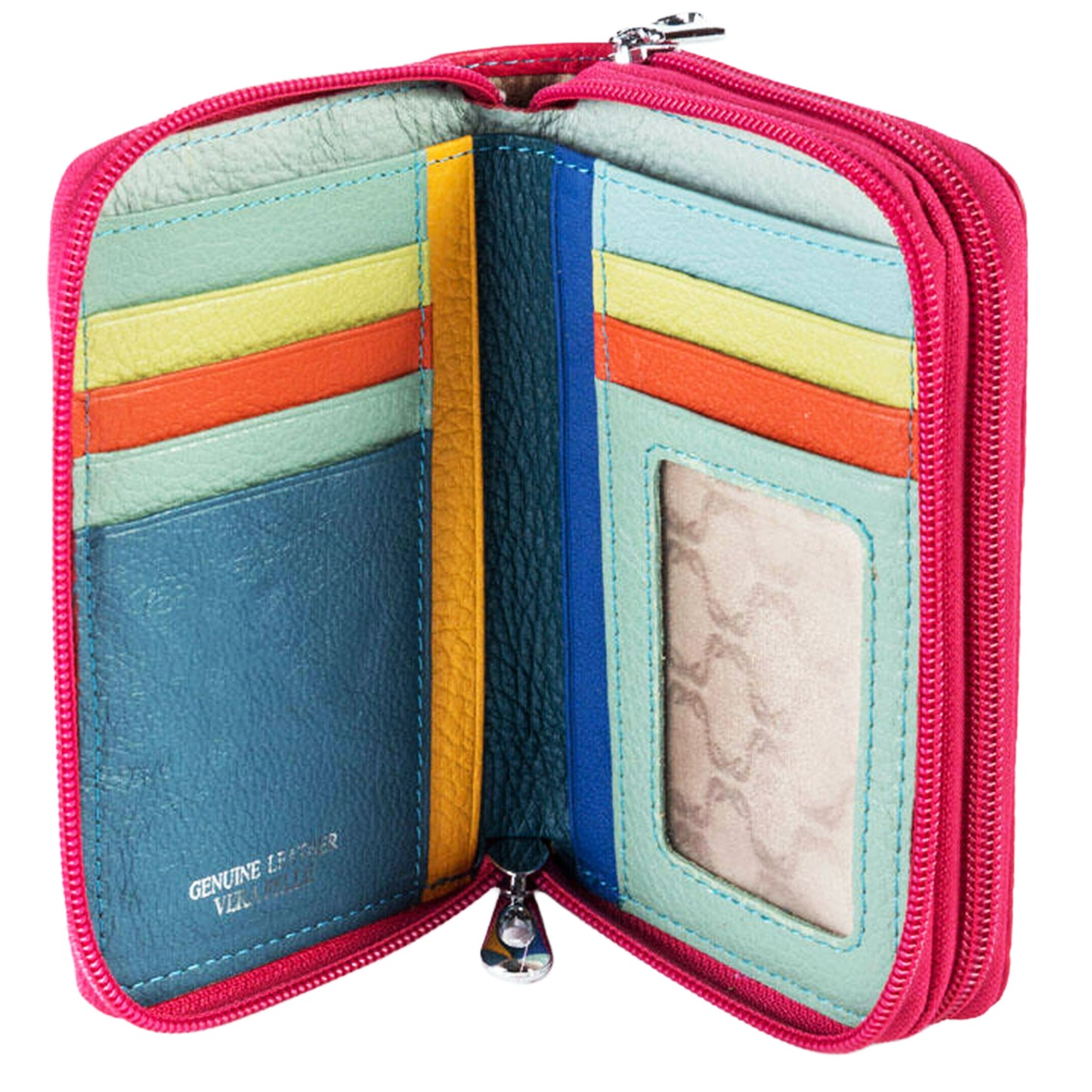 Portafoglio Medio Doppia Zip Reuse Fucsia