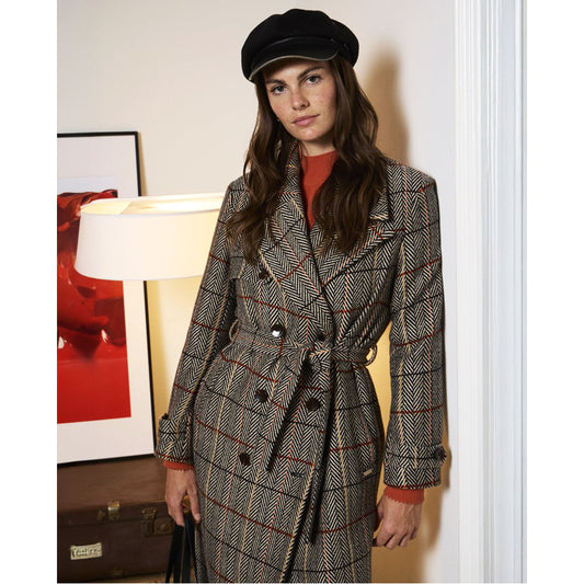 SURKANA - Trench in tessuto a spina di pesce-SURKANA-VIALESCARPE