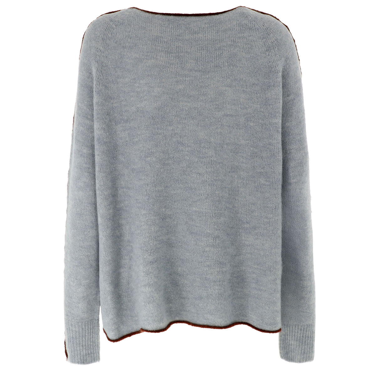 KARAKORUM Maglia Fabrizia denim con bordi a contrasto