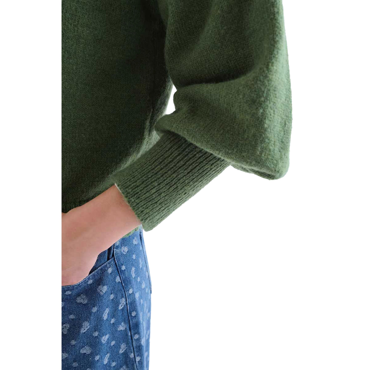 COMPAÑÍA FANTÁSTICA Maglione verde con maniche a sbuffo