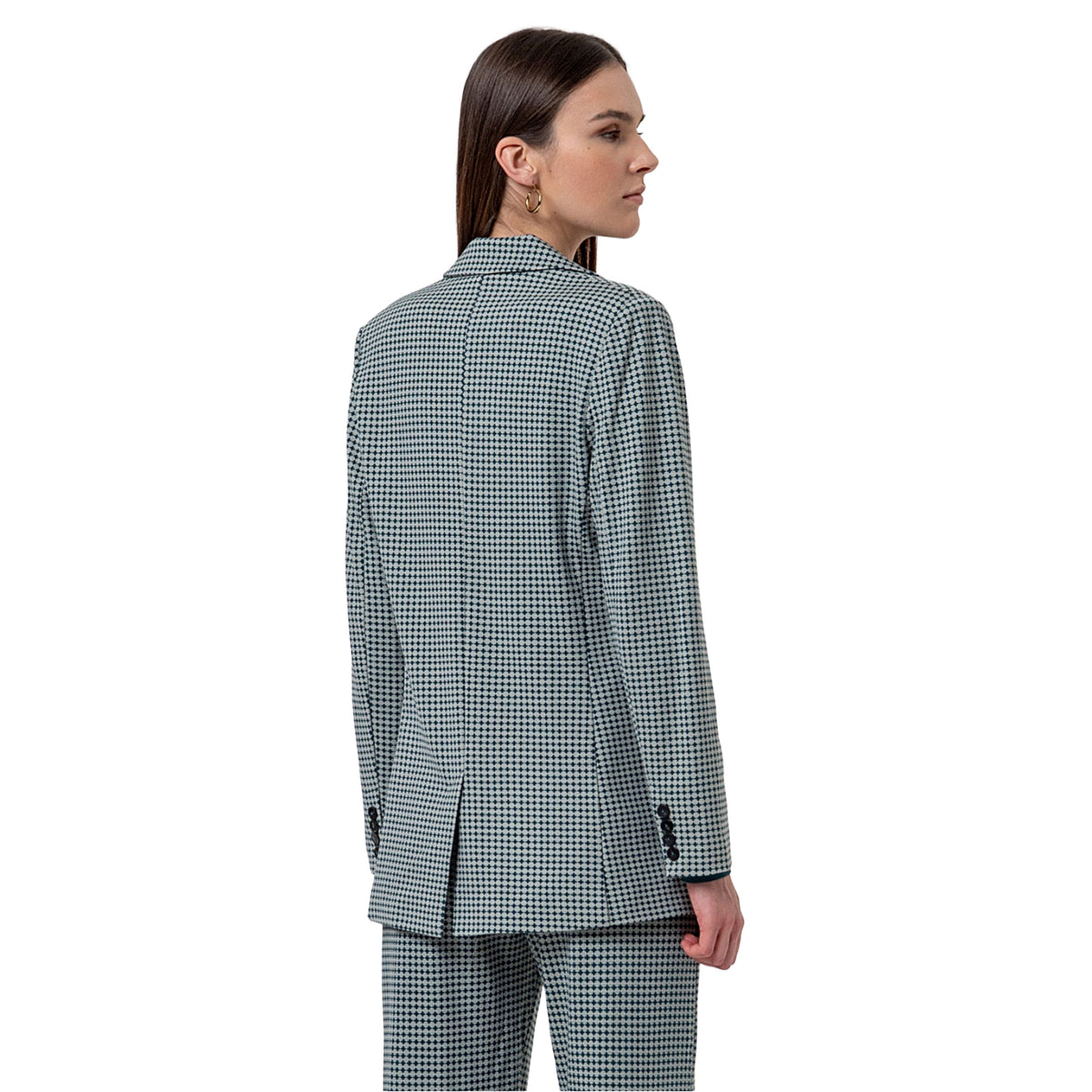 SURKANA Blazer Ampio con Stampa Geometrica Grigio