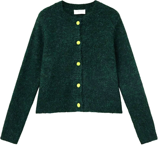 COMPAÑÍA FANTÁSTICA Cardigan verde scuro con bottoni a contrasto