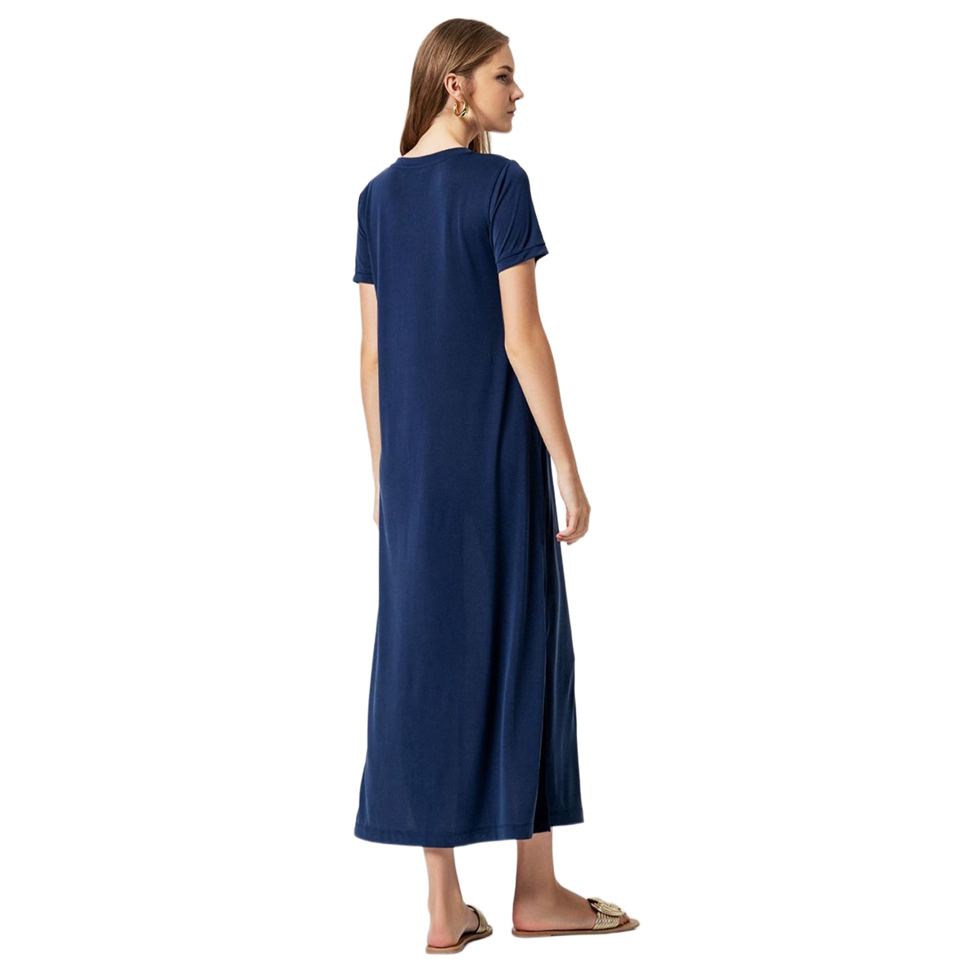 SURKANA Abito Lungo con Spacco e Scollo a V Blu-SURKANA-VIALESCARPE