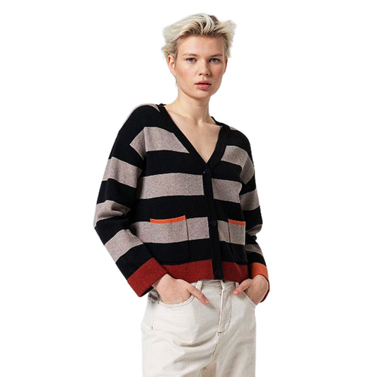 SURKANA - Cardigan corto a righe, con scollo a V-SURKANA-VIALESCARPE