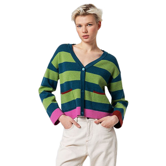 SURKANA - Cardigan corto a righe, con scollo a V-SURKANA-VIALESCARPE