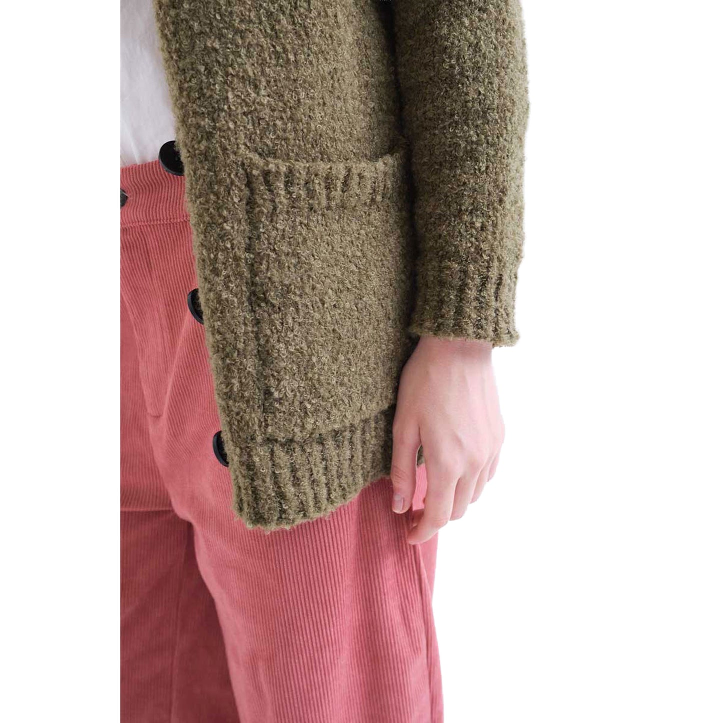 COMPAÑÍA FANTÁSTICA Cardigan in maglia verde oliva