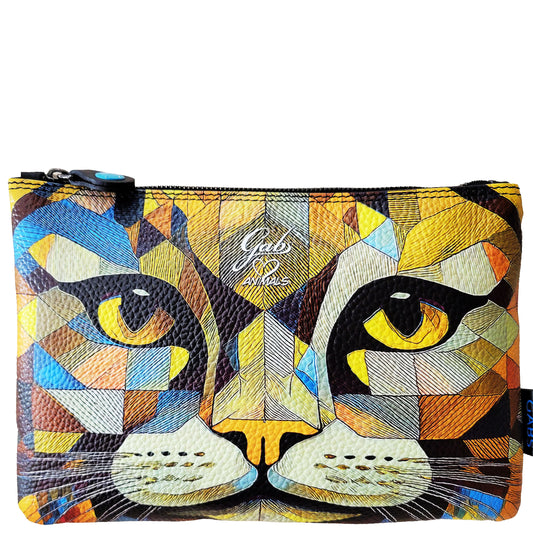 GABS Borsa Pochette "BEYONCE" in Pelle Stampata Gatto Giallo