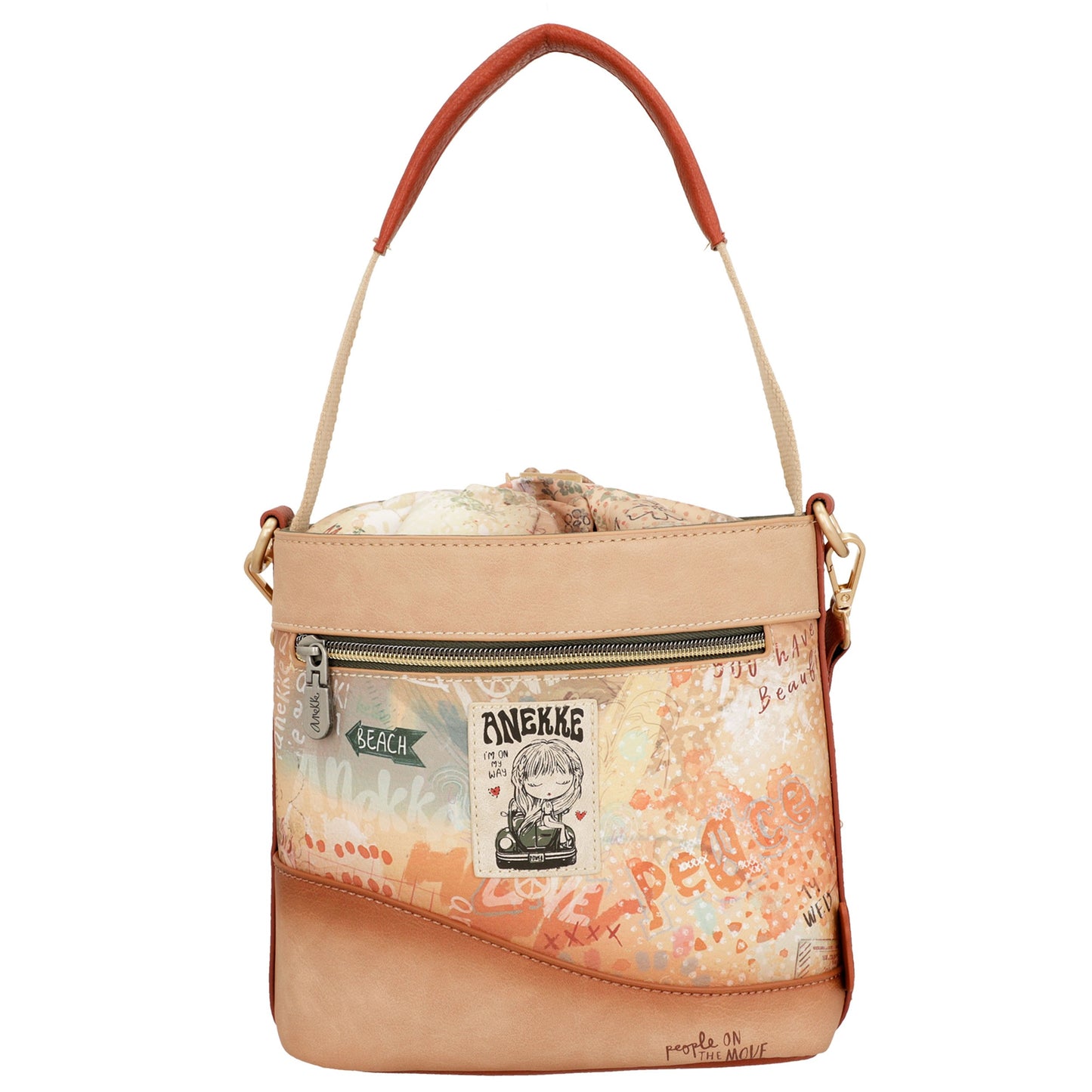 Borsa a tracolla con chiusura a corda - PEACE & LOVE Flower