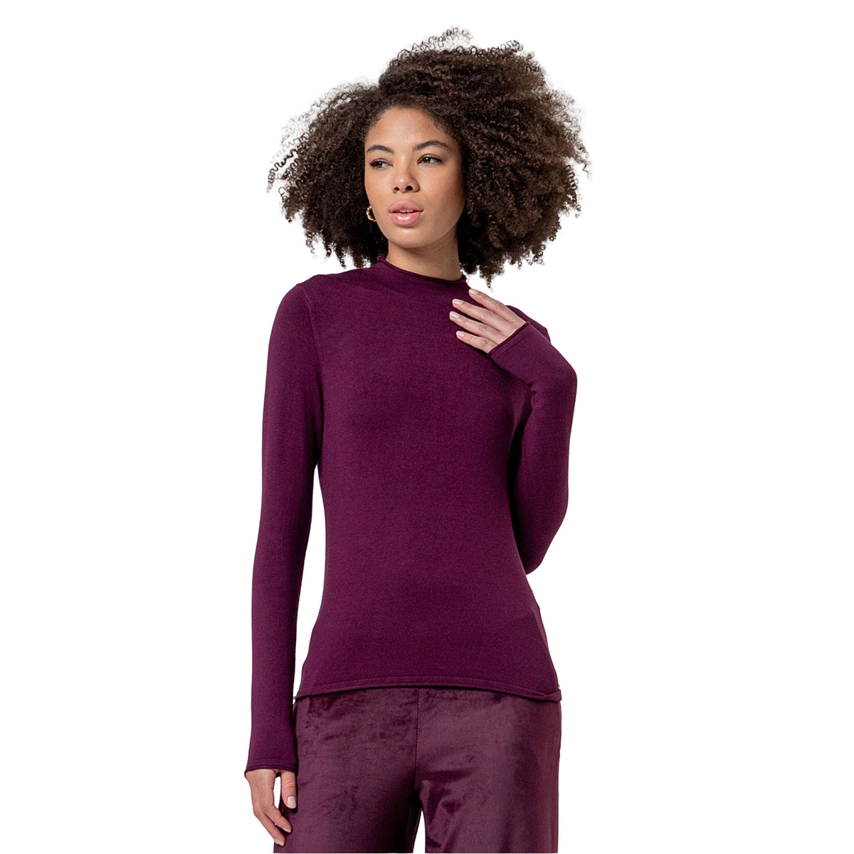 SURKANA Maglione Lupetto in Maglia Fine Cherry