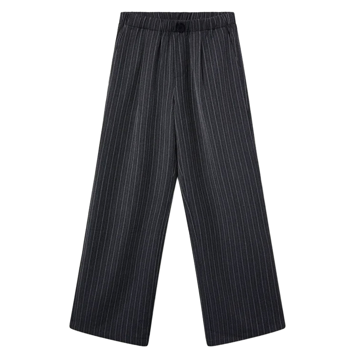 COMPAÑÍA FANTÁSTICA Pantaloni grigio antracite a righe sottili-Compañía Fantástica-VIALESCARPE