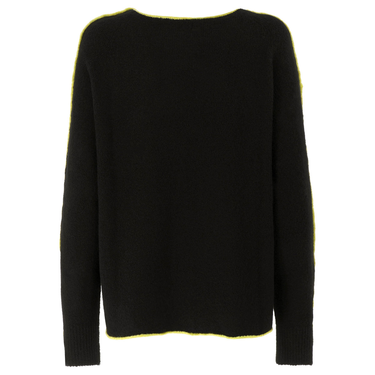 KARAKORUM Maglia Fabrizia nera con bordi lime.