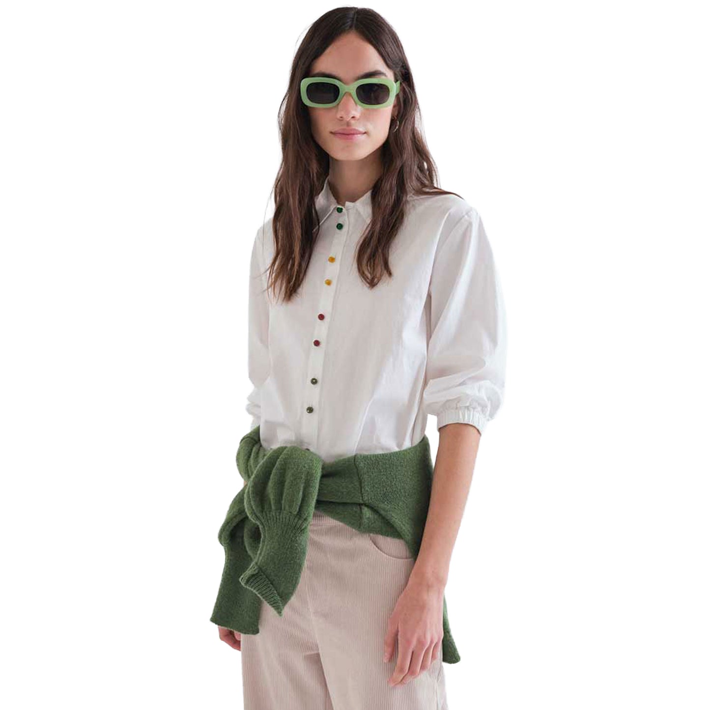 COMPAÑÍA FANTÁSTICA Camicia bianca con bottoni gioiello