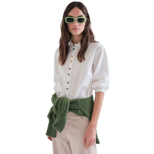 COMPAÑÍA FANTÁSTICA Camicia bianca con bottoni gioiello