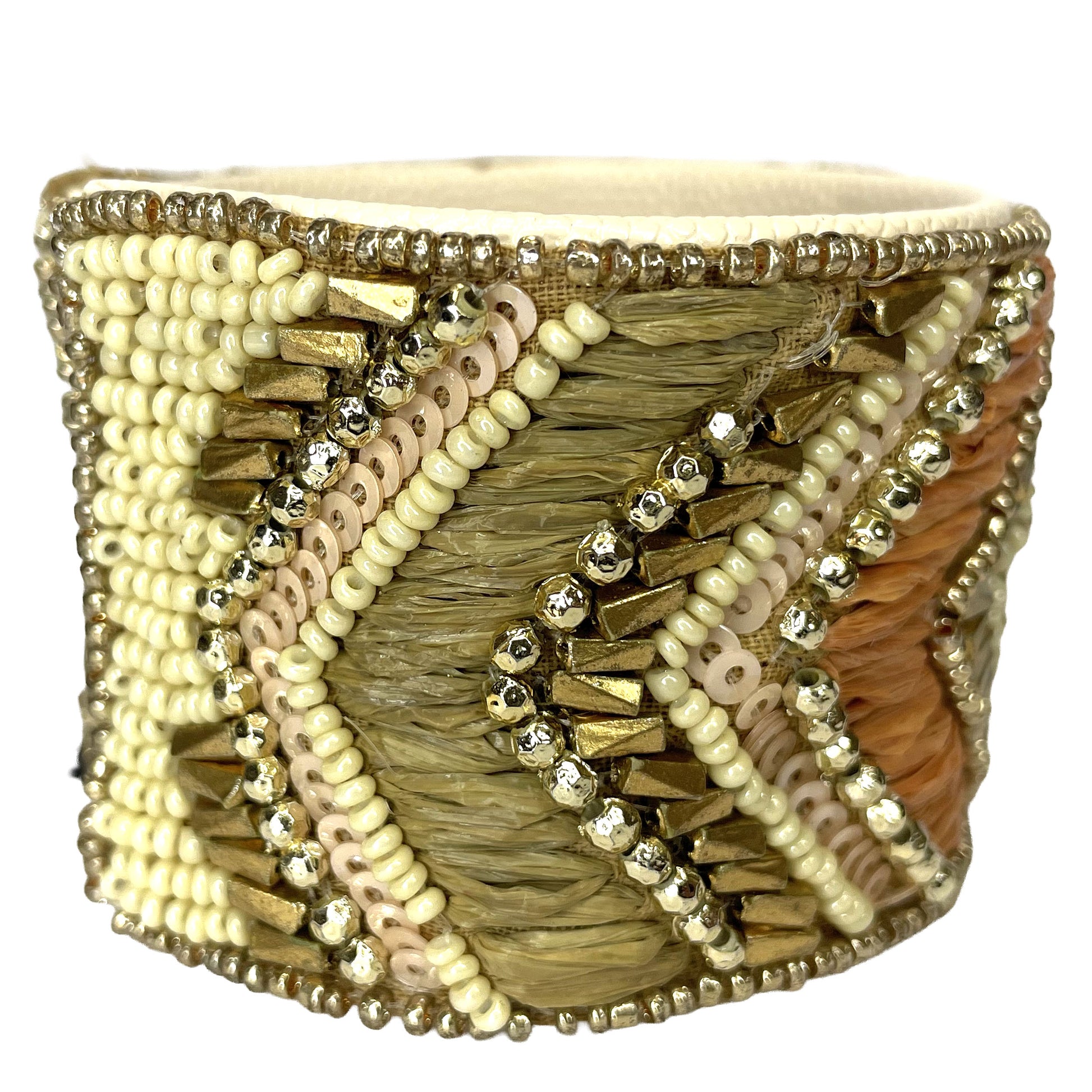 SURKANA Bracciale rigido ricamato nude con perline-SURKANA-VIALESCARPE