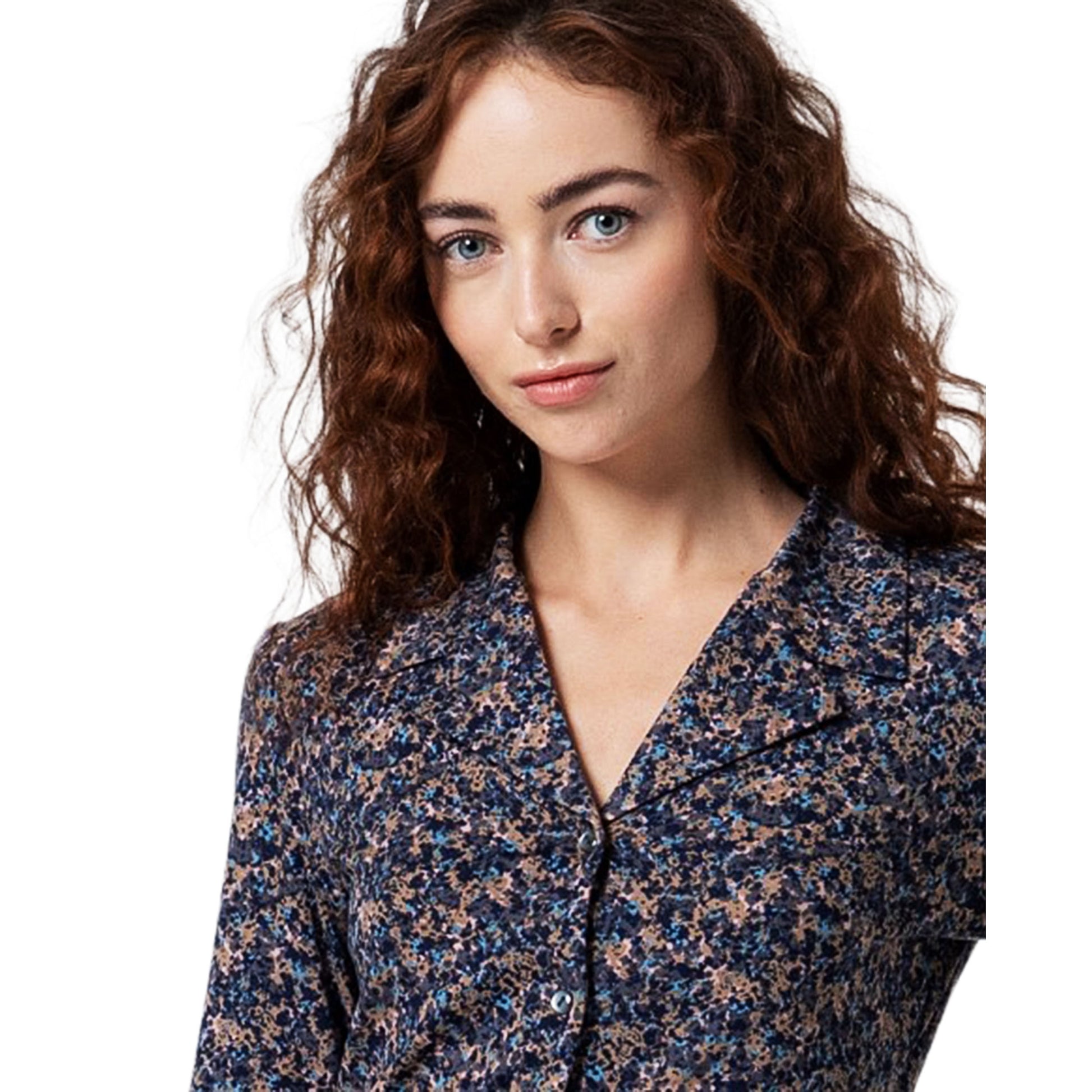 SURKANA - Camicia smoking stampata in tessuto riciclato-SURKANA-VIALESCARPE