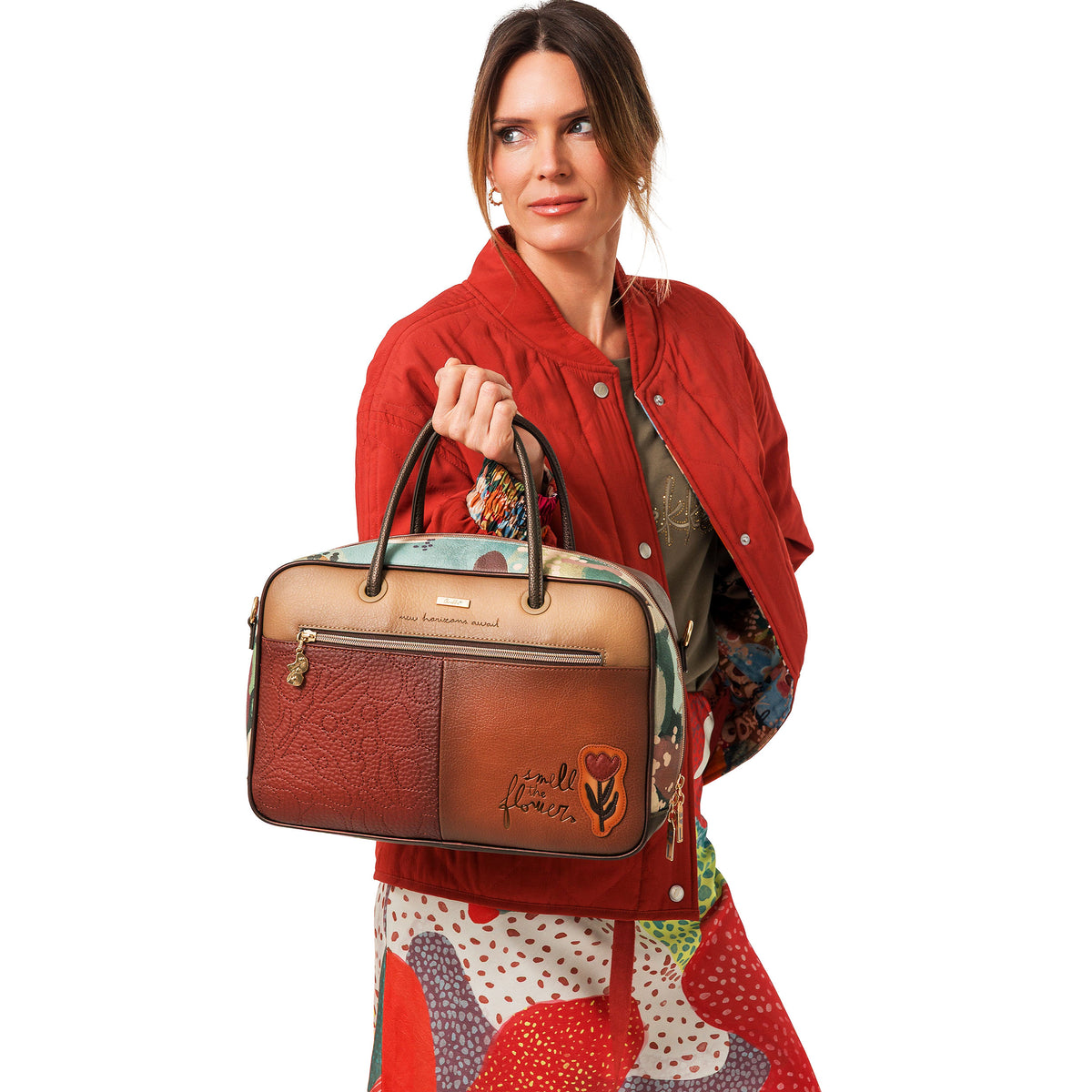 ANEKKE Borsa Quadrata con Manico Corto Tulip