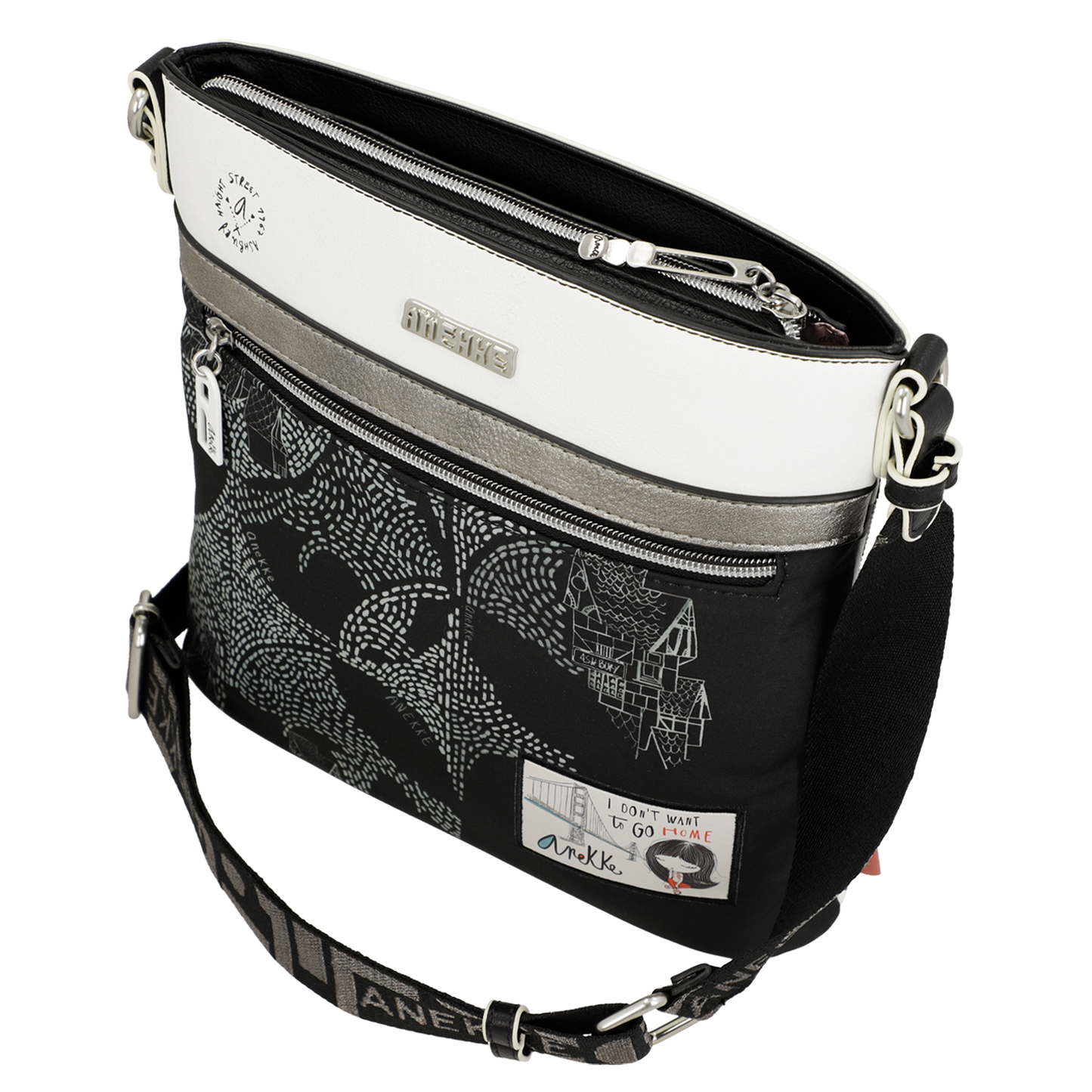 Borsa a tracolla quadrata - Nature Sixties Black White