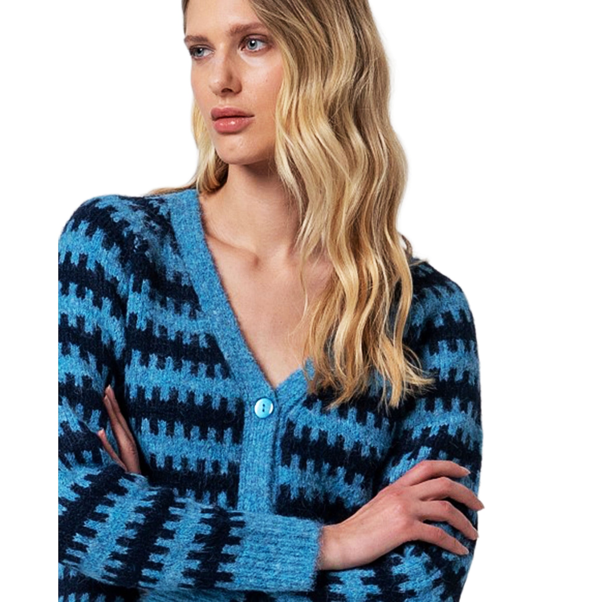 SURKANA - Cardigan corto a maglia grossa bicolore-SURKANA-VIALESCARPE