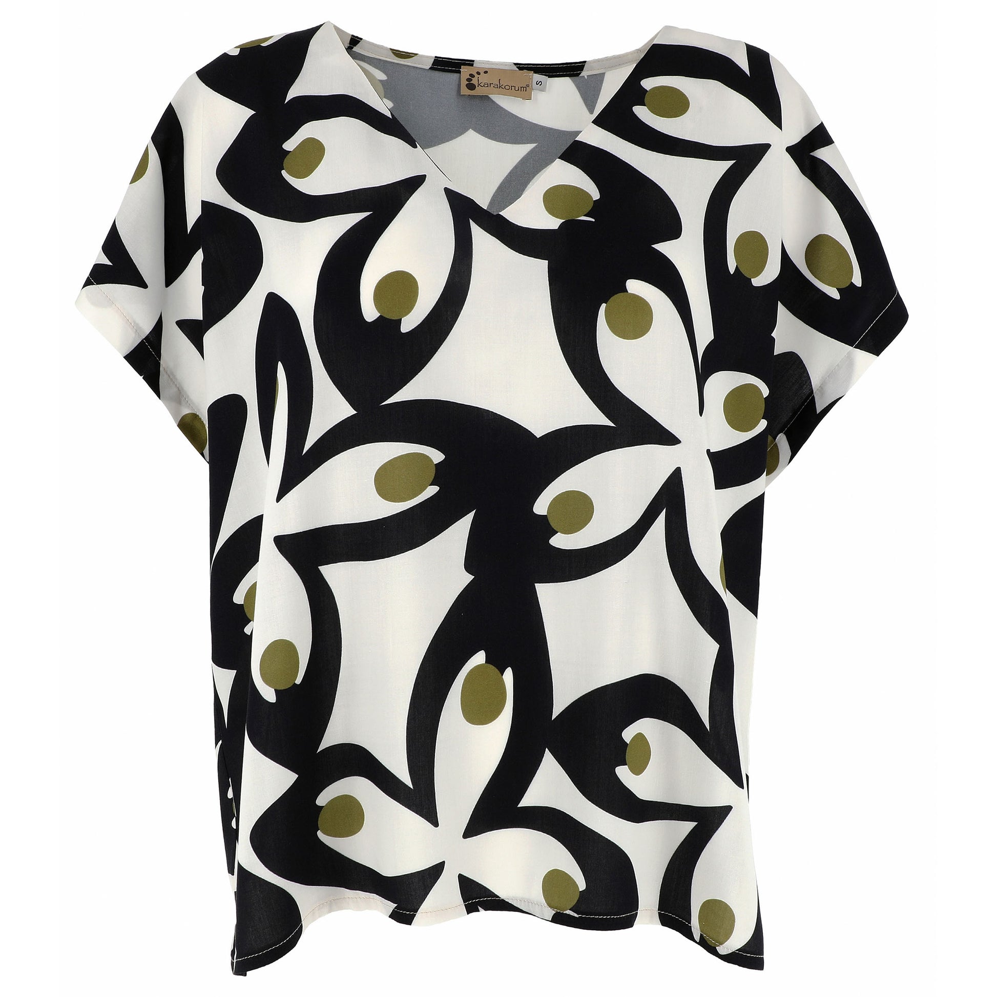 KARAKORUM Blusa FIAMMA Panna e Nero-KARAKORUM-VIALESCARPE
