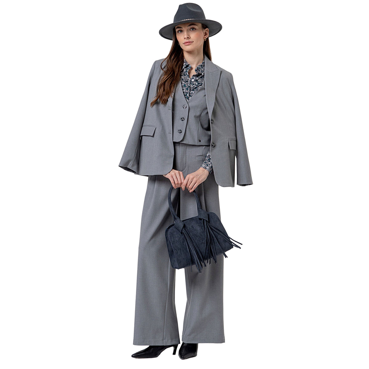 SURKANA Gilet con Fodera Stampata Grigio Melange