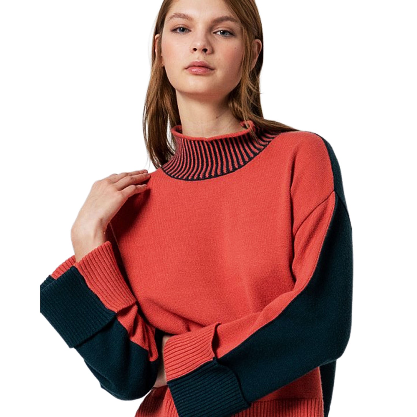 SURKANA - Maglia bicolore con collo perkins elasticizzato-SURKANA-VIALESCARPE