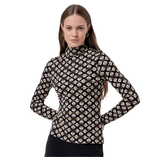 SURKANA Maglia a Collo Alto Stampata Nera-SURKANA-VIALESCARPE