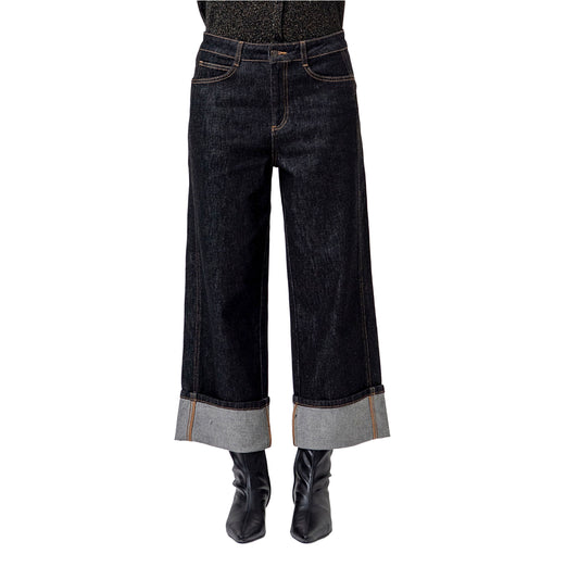 SURKANA Jeans Wide Leg con Orlo Risvoltato Neri-SURKANA-VIALESCARPE