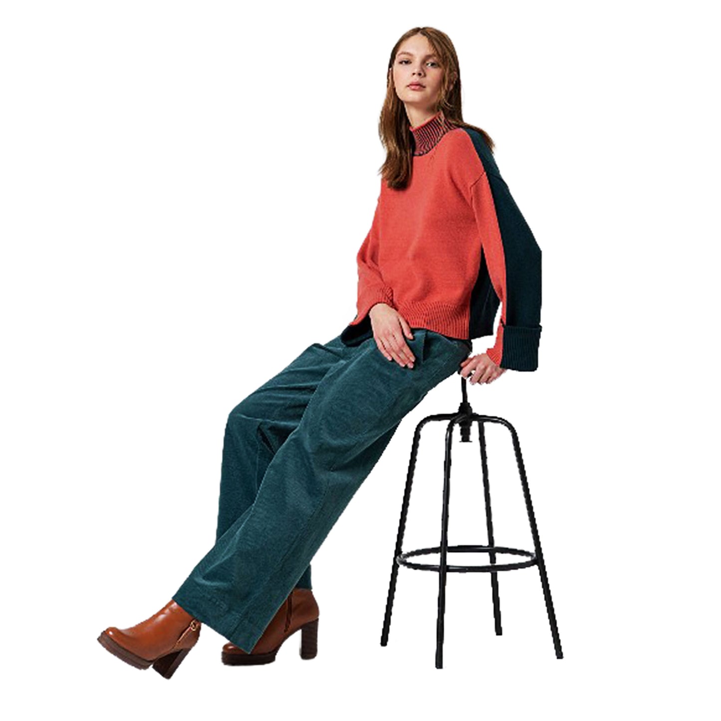 SURKANA - Maglia bicolore con collo perkins elasticizzato-SURKANA-VIALESCARPE