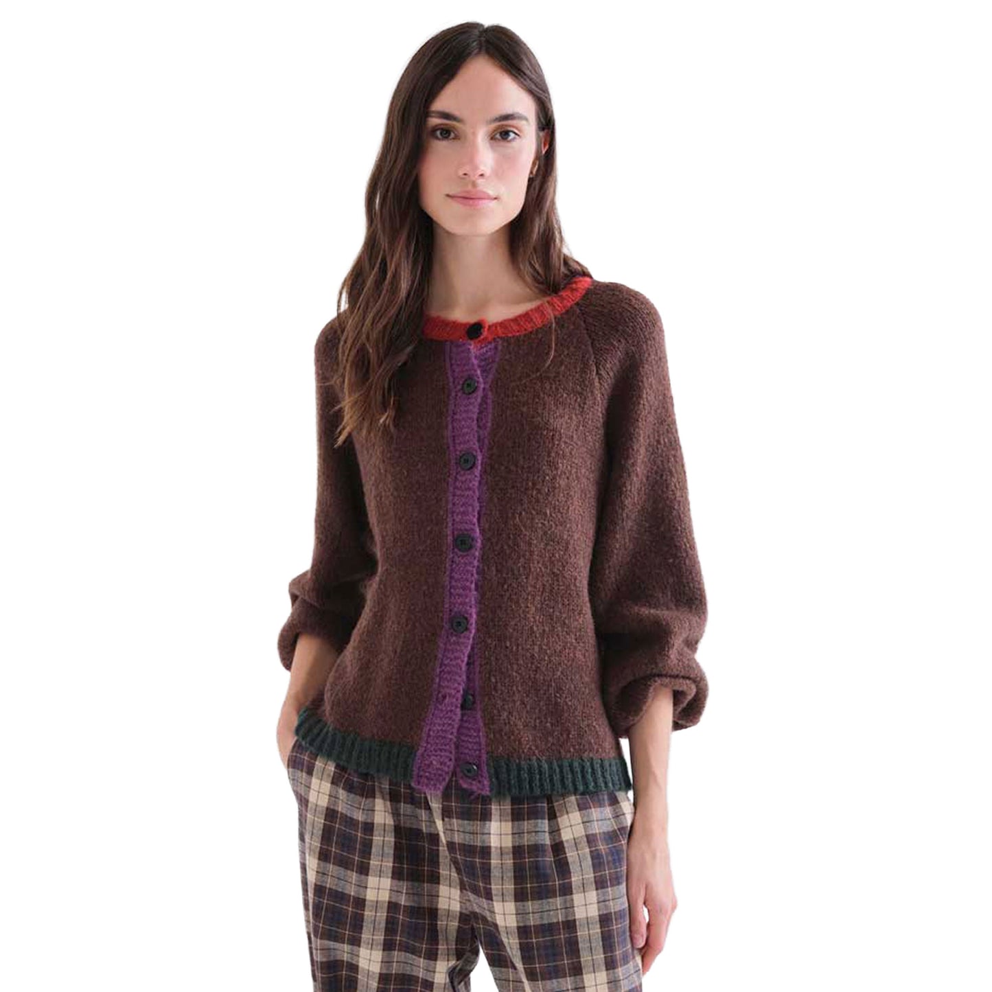 COMPAÑÍA FANTÁSTICA Cardigan in maglia marrone