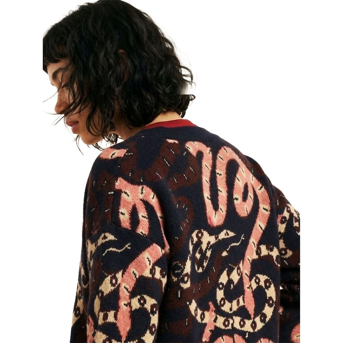PEPALOVES Cardigan Rebeca Snakes Nero e Multicolor