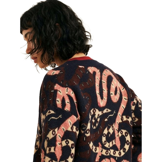 PEPALOVES Cardigan Rebeca Snakes Nero e Multicolor