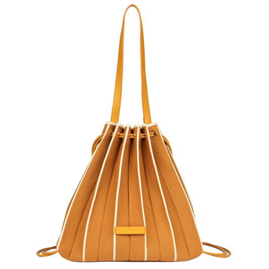 SURKANA Borsa zaino in maglia con pochette interna Cammello
